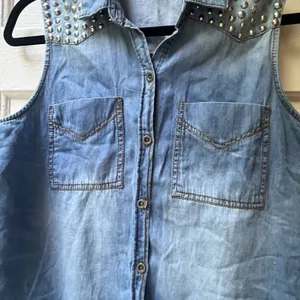 Y2K Mudd Studded Denim Shirt M Cowgirl Equestrian Festival Nostaligia Kidcore thumbnail 5
