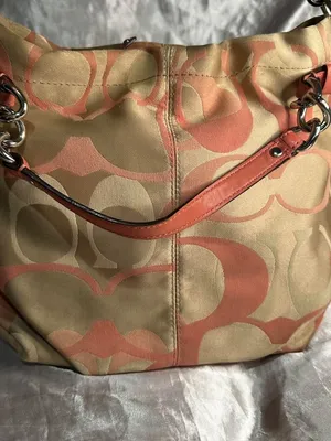 Vintage Y2K Coach Signature Coral Khaki Two Way Shoulder Bag and Matching Wallet thumbnail 2