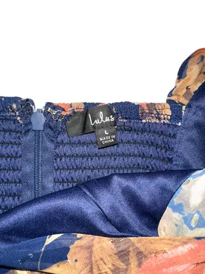 Lulu's Stunning Favorite Navy Floral High-Low Ruffle V-Neck Dress LARGE thumbnail 5