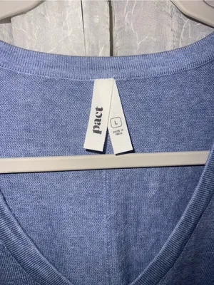 Pact Organic Cotton Classic Fine Knit Relaxed sweater light blue large NWO thumbnail 2