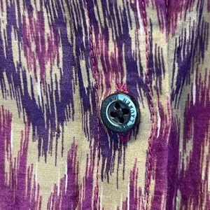 LAUREN RALPH‎ LAUREN Silk Blend Blouse Ikat Print Button Front Purple Medium Top thumbnail 11