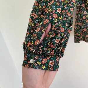 OLD NAVY Long Sleeve Lace Trimmed Floral Print Blouse Brown Button Cottagecore thumbnail 13