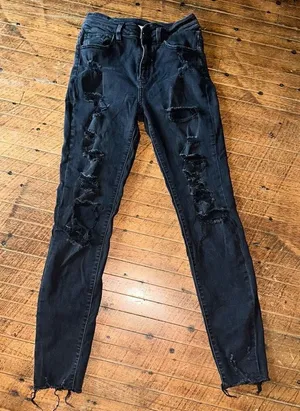 Kancan Kurvy ultra high rise stretchy distressed 27 jeans thumbnail 1
