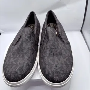 Michael Kors MK Logo Slip On Sneakers Brown PVC Size 8M Women's Luxury Casual thumbnail 2