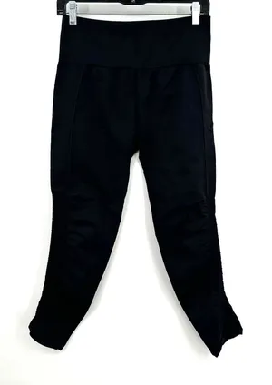 Fabletics size‎ large black leggings ruched side legs thumbnail 1