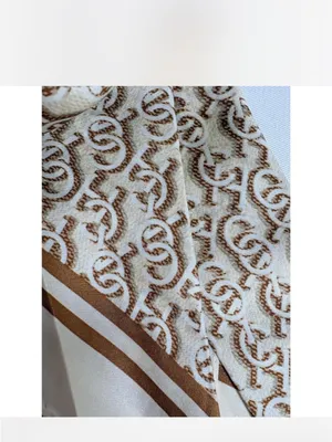 Coach CCH STK Logo Print Silk Square Scarf 33.5" x 33.5" brown tan cream NEW thumbnail 4