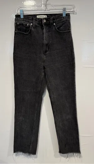 High-Rise Abercrombie and Fitch Straight‎ Black Jeans thumbnail 1