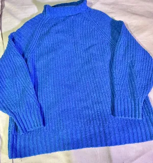 Maeve Anthropologie Chunky knit Blue Sweater Oversized Size M thumbnail 11
