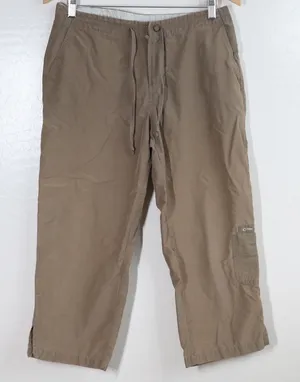 VTG Columbia Sportswear Capris Women's Size M Tan Cargo Drawstring Waist Outdoor thumbnail 1