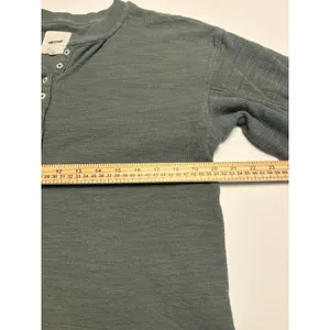 Aerie Womens Small Waffle Knit Henley Crop Top Long Sleeve Sage Green Buttons thumbnail 9