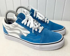 Vans Suede Old skool flame shoes flat Mediterranian‎ Blue Size M 6.5 / W 8 thumbnail 1