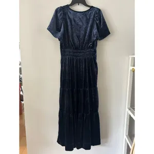 Anthropologie The Somerset Velvet Edition Dark Blue Navy Long Dress NWT Size M thumbnail 6