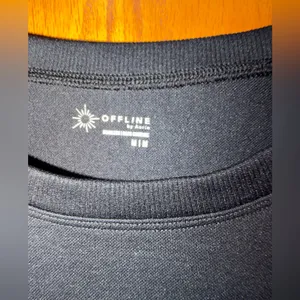 Offline By Aerie Real Me Black Short Sleeve Crop Seamless Top Size Medium thumbnail 6