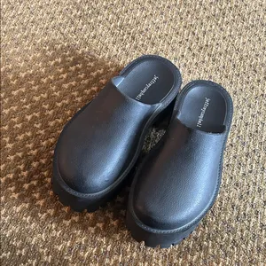 Jeffrey Campbell Black Leather Slip-On Clog Loafers thumbnail 4