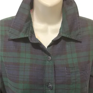 L.L. Bean Scotch Plaid Flannel Shacket Sherpa-Lined XS Green Navy Button Up Cozy thumbnail 3