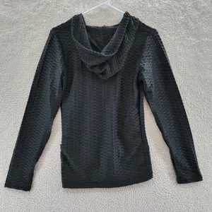 New Mix L/S Full Zip Activewear Hooded Jacket Women's Small Black Textured thumbnail 9