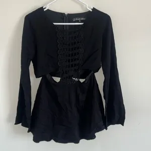 for love and lemons moonlight dress size small black cut out crochet thumbnail 4