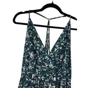 Maurice's Teal Floral Tiered High-Low Dress Boho Euro Summer Mediterranean Large thumbnail 3