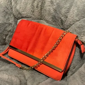 Call it spring Red and Gold Chain Suede CrossBody Clutch Purse thumbnail 2