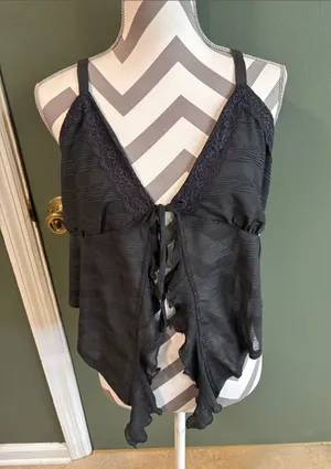 Lace-Trim Tie-Front Camisole thumbnail 1