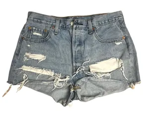 Levi's Blue Distressed Jean Shorts 29 thumbnail 1