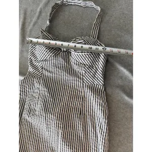 Kim Rogers Halter Dress Petite 6P Seersucker Stripe Navy White 222373KR thumbnail 6