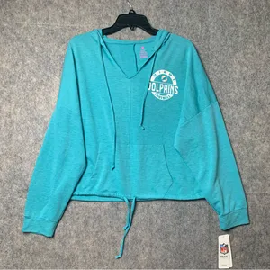 NFL Women Juniors Size Large Miami Dolphins Football Pullover‎ Hoodie NWT thumbnail 1