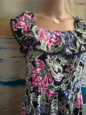 LOFT Floral Ruffle Maxi Dress in Pink, Blue & Green MD NWT thumbnail 5