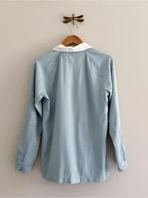 Clare V. Le Rugby Tee Long Sleeve Polo in Dusty Blue Womens Small thumbnail 7
