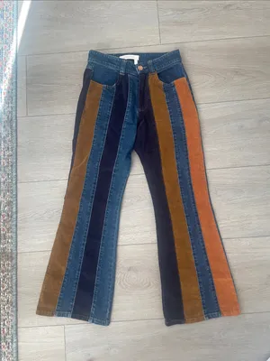See by Chloé Flared Patchwork Striped Jeans Size 24 thumbnail 5