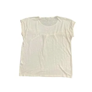 Banana Republic Ivory Linen Blend Short Sleeve Top Size Medium Breezy Flowy Chic thumbnail 3