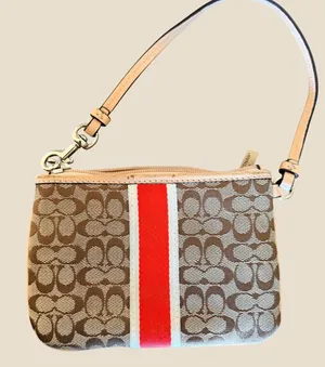Coach Signature C Wristlet Orange Brown Racing Stripe Y2K Preppy Classic thumbnail 1