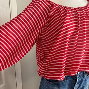 J.‎ Crew Red & White Sailor Striped Knit Peasant Top Size XS thumbnail 4