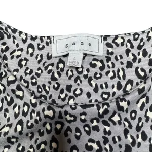 Leopard Print Bodysuit Large Sleeveless Stretch Snap Bottom Gray thumbnail 7