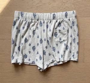 Women's Super Soft Pajama Sleep Shorts Size Medium White Blue Print Pocket Cozy thumbnail 1