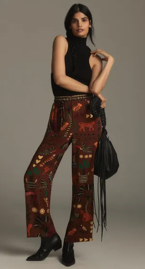 Farm Rio Tropical Print Pull-On Straight Leg Pants, Size M thumbnail 4