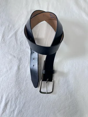 Leather Belt 38 Black Top Grain Oil Ten Leather Tooled Removable Silver Buckle thumbnail 5