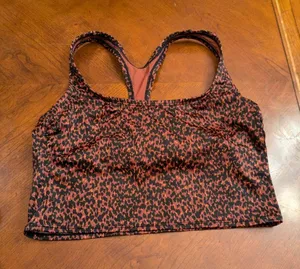 Women's Long Line Racerback Bikini Top - All in Motion - Brown/Black L No Pads thumbnail 1