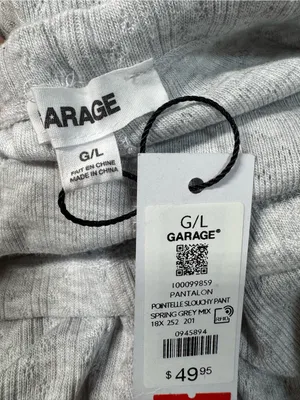 Garage Pointelle Slouchy Pants Spring Grey Mix Large New thumbnail 2