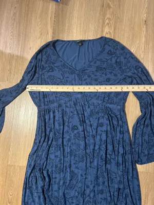 Torrid Blue Floral Long Sleeve Fit & Flare Dress Women’s Size 1 14/16 thumbnail 5