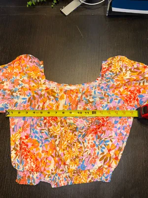 Sadie & Sage Floral Off-the-Shoulder Smocked Crop Top Boho Cottagecore thumbnail 4