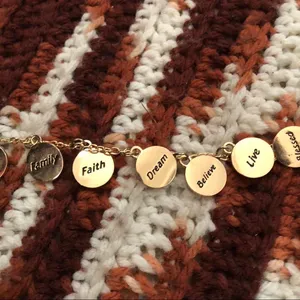 Gold tone strung metal beaded charms #faith #positivity #love #religion #christianity 7” thumbnail 2