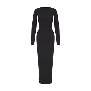 SKIMS Fits Everybody crew Neck long sleeve Dress, BLACK, XX-SMALL, $88 thumbnail 4