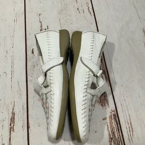 Mushroom White Pastel Weave Toe Leather T Strap‎ Mary Jane Shoes thumbnail 5