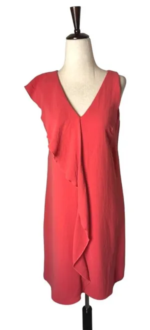 Adrianna Papell Dress Women 0‎ Pink Sleeveless Ruffle Front Party Cocktail Mini thumbnail 1