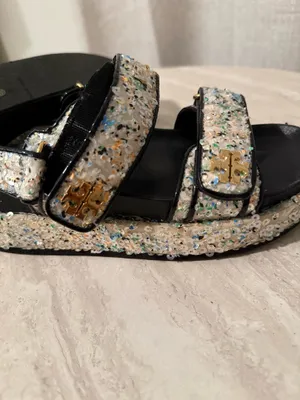 Tory Burch Kira Sequined Leather-Trimmed Sandals | 7.5M thumbnail 7