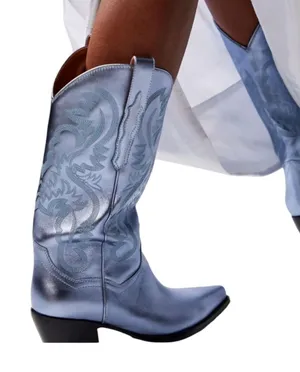 Jeffrey Campbell - Dagget in Light Blue Metallic Cowboy Boots 7 thumbnail 1