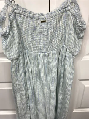 O’neill Sundress Slip Checkered Print Gingham Blue Small Spaghetti Strap Summer thumbnail 5