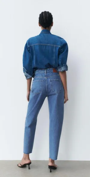 High Waisted Ripped Rigid Z1975 Mom Jeans thumbnail 5