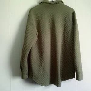 PRETTYGARDEN Long Sleeve Button Down Quilted Shirt Jacket 90s Grunge Shacket XL thumbnail 5
